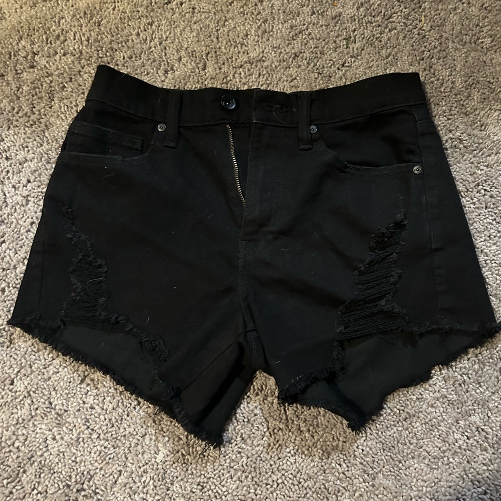 Women's Black Distressed Shorts